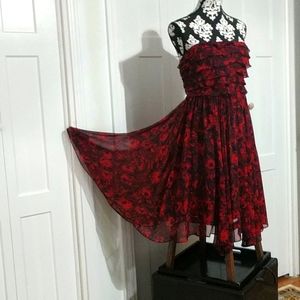 Strapless red and black dress
